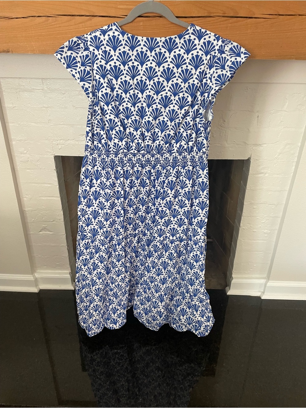 Boden Blue and White Printed Midi Dress - Picture 12 of 15